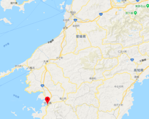 愛媛県での【きさいや広場】の位置を示した地図